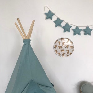 Linen Star Garland for Kids Room | Patina Color | 9 Stuffed Stars | 250 cm | Natural Nursery Decor | Kids room decor |
