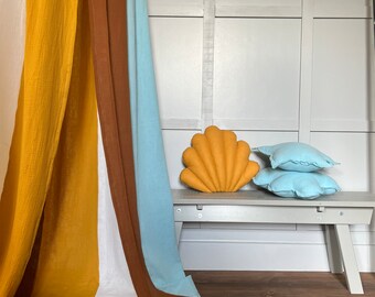 Blue Star Pillow: Ocean Nursery Decor, Cotton Kids Cushion