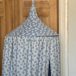 Blue white muslin canopy / Cream Canopy / Bed Canopy / Crib Canopy / play room canopy / Flower canopy / Babotipi / For kids /