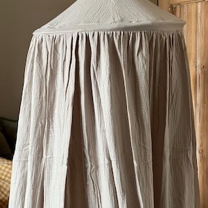 Natural Linen Muslin Bed Canopy | Boho Nursery Decor |