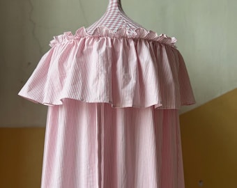 Handmade Pink Gingham Canopy with Ruffle: Nursery Decor