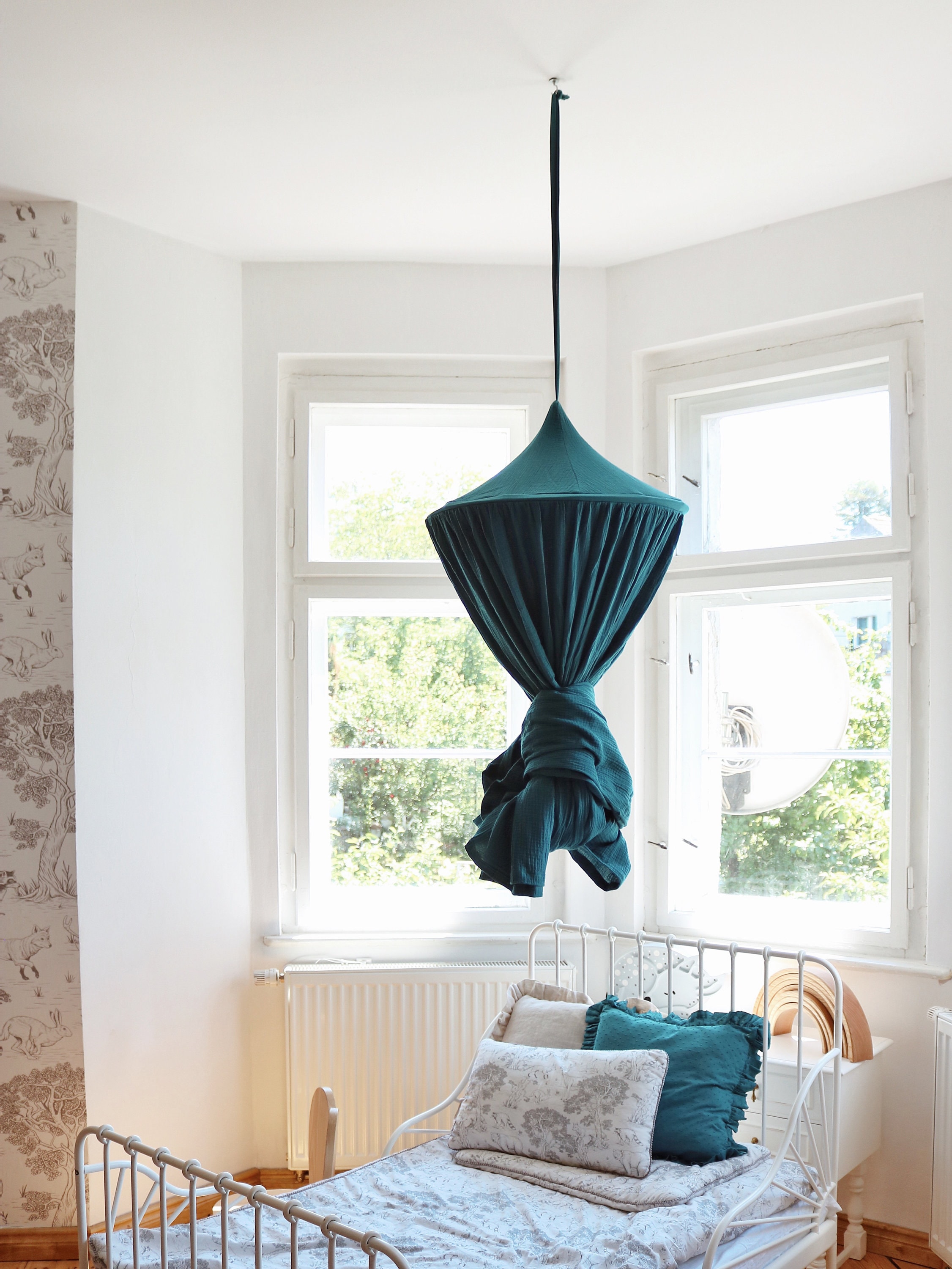Blue Muslin Canopy Deep Blue Canopy Bed Canopy Crib Etsy