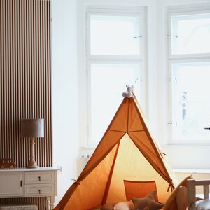 MUSZTARDOWY TIPI, namiot teepee boho, żółty tipi dla chłopca, wigwam dla dziewczynki, tipi z matą, wigwam indiański, NAMIOT do zabawy zdjęcie 4