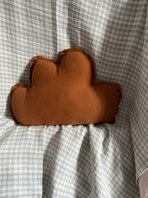 Brown CLOUD muslin pillow, carmel children's pillow, decorative pillow, kids pillow, baby bedding, kids room decor, cushion, baby cloud