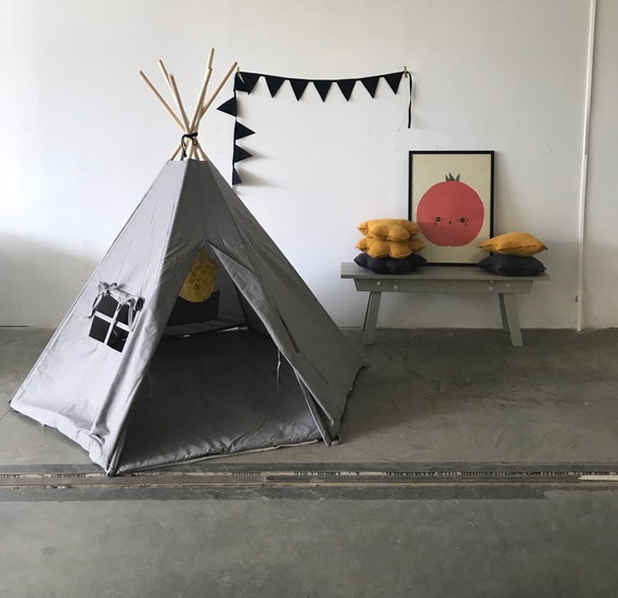 Tente tipi pour enfants tente de jeu chambre d'enfant indienne extérieur  intérieur modèle 8 avec tapis de jeu et 3 coussins