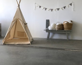 BEIGE TIPI, tipi with mat, eco teepee tent, christmas gift, teepee cream for your baby boy and girl, vintage tipi