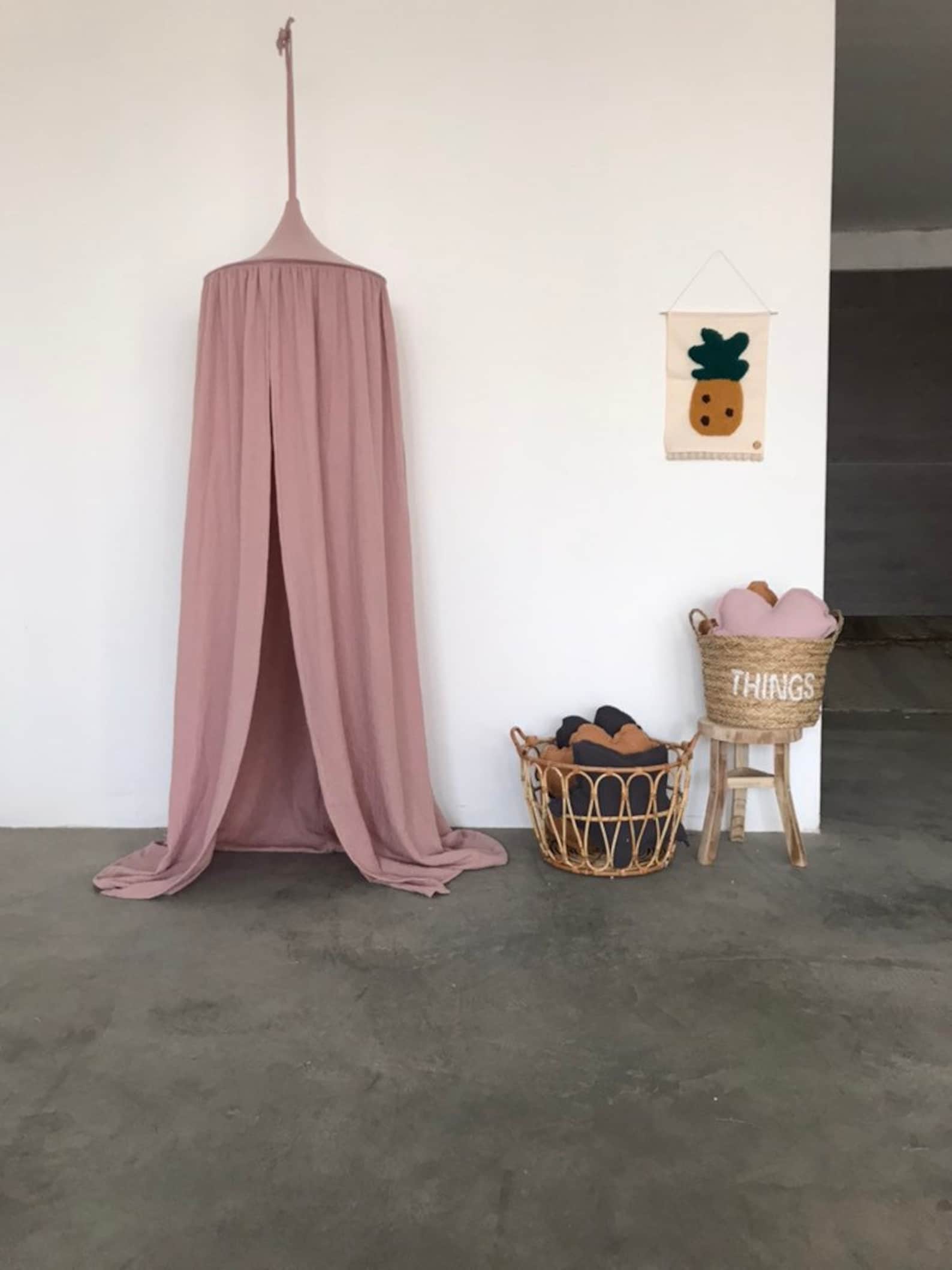 Dirty Pink Muslin Canopy Dusty Pink Canopypink Canopybed Etsy