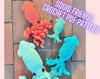 Squid Friends Crochet Pattern | 2 in 1 Squid Amigurumi PDF | LOW-SEW!