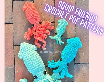 Squid Friends Häkelanleitung | 2 in 1 Tintenfisch Amigurumi PDF | KLEINE NÄHEN!