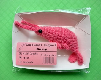 Mini camarón de peluche / amuleto de camarón amigurumi