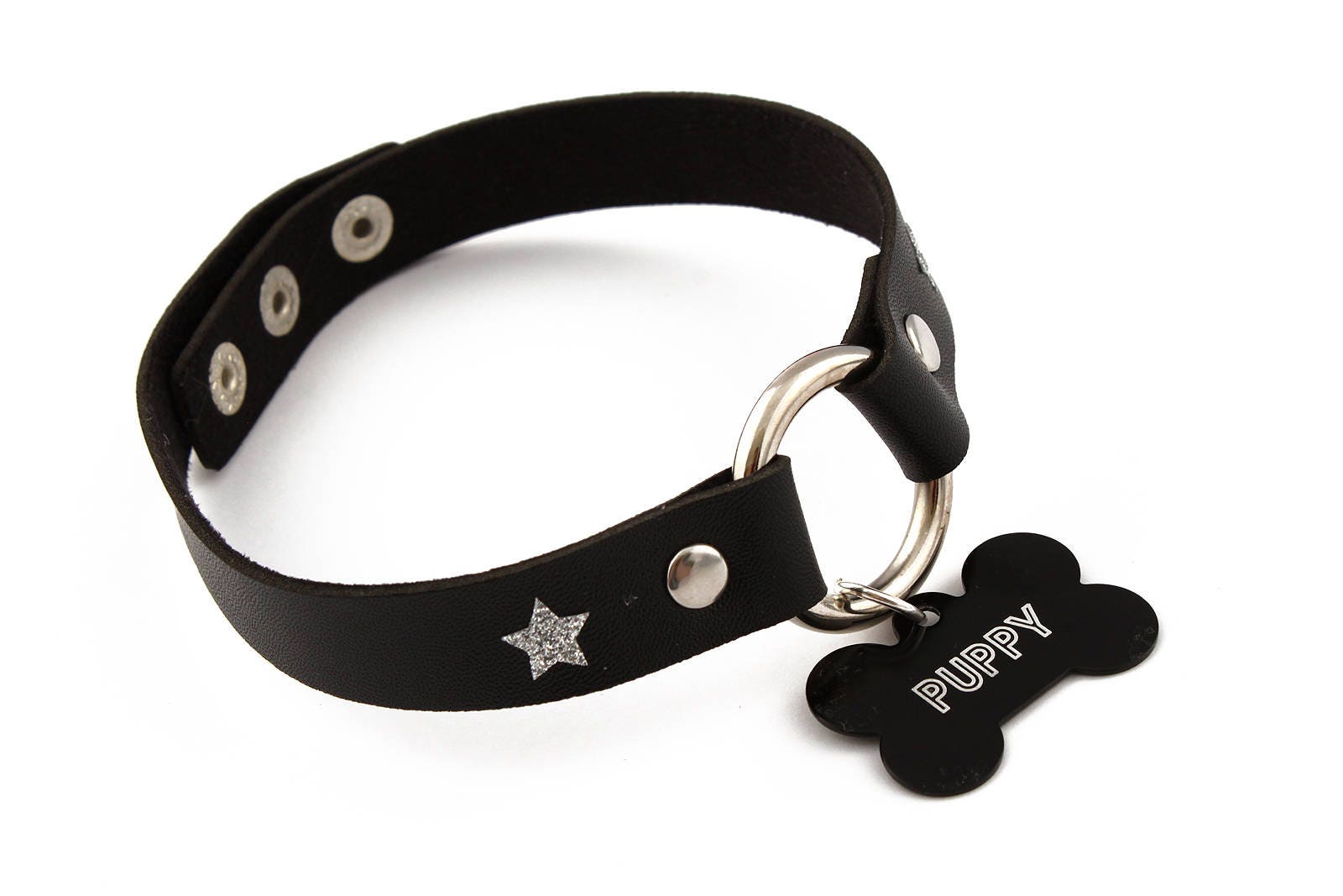 Puppy pet play collar faux leather collar with custom star Etsy