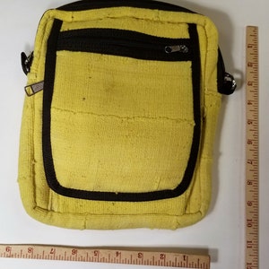 Mudcloth Cross Body Bag Adjustable Strap, Denim Mustard Yellow African Fabric Shoulder Handbag Mali Mud cloth Purse Tribal Design Large #19
