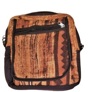 Mudcloth Cross Body Black Brown Shoulder Bag, African Fabric Handbag Unique Mali Mud cloth Purse with Tribal Design Adjustable Strap Large