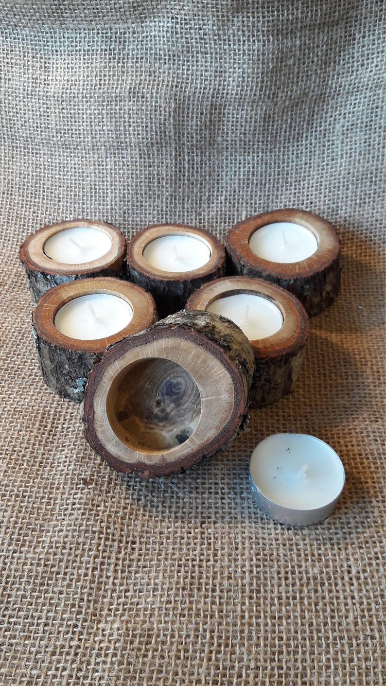 10 Rustic Candle holder Creating a mood, tea light holder, oak wood candle holder, Rustic wedding decor, home decor, country wedding, image 2