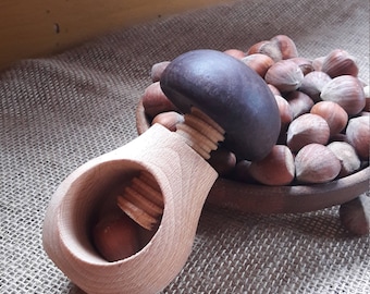 Wooden nut cracker, kitchen appliances utensils, natural wooden accessories, nutcracker, mushroom shape nut cracker housewarming gift