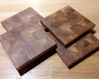 Rustic Oak Square Coasters Set of 4, gift for wedding, party and celebrations