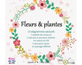 Livret de diagrammes brickstitch inédits Coeur Citron Bijouderé numéro 4: Fleurs et plantes