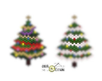 Lot of Christmas tree brickstitch diagrams / two bricktitch patterns christmas tree