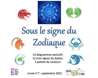Folleto de diagramas de punto de ladrillo inéditos Corazón de limón Joya número 7: bajo el signo del zodíaco