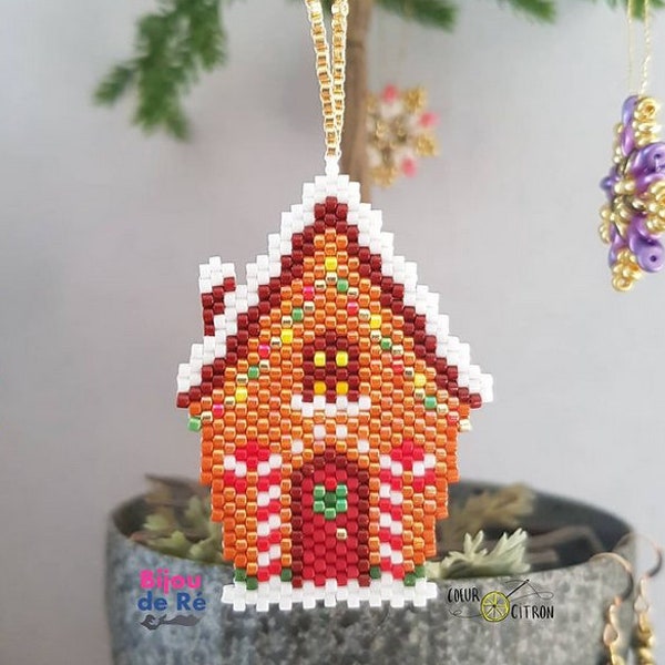 Diagramme brickstitch maison pain d'épices / brickstitch pattern gingerbread house