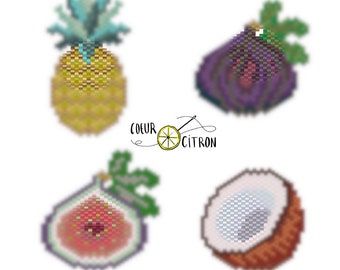 Set of four giant fruit brickstitch diagrams