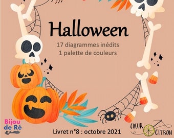 Folleto de diagramas de brickstitch inéditos Coeur Citron Bijouderé número 8: Halloween