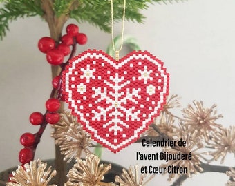Christmas heart brickstitch diagram / brickstitch pattern christmas heart