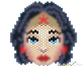 Diagram miyuki pearls in brickstitch Wonder woman / brickstitch pattern Wonderwoman