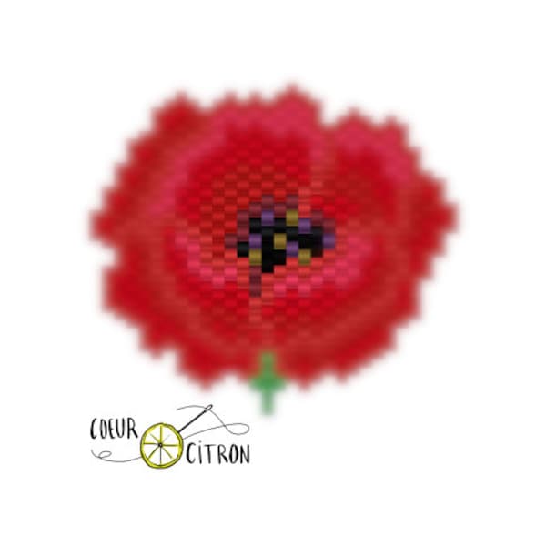 Diagramme brickstitch du coquelicot moyen / brickstitch pattern red poppy