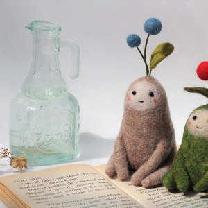 Needle Felted Plants Felted Plants With Red & Blue Berries - Etsy