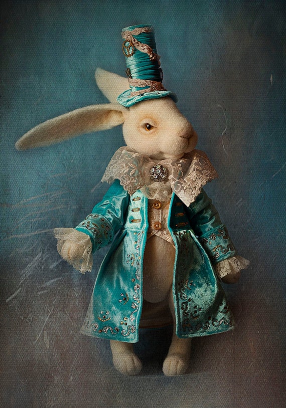 alice in wonderland stuffed white rabbit