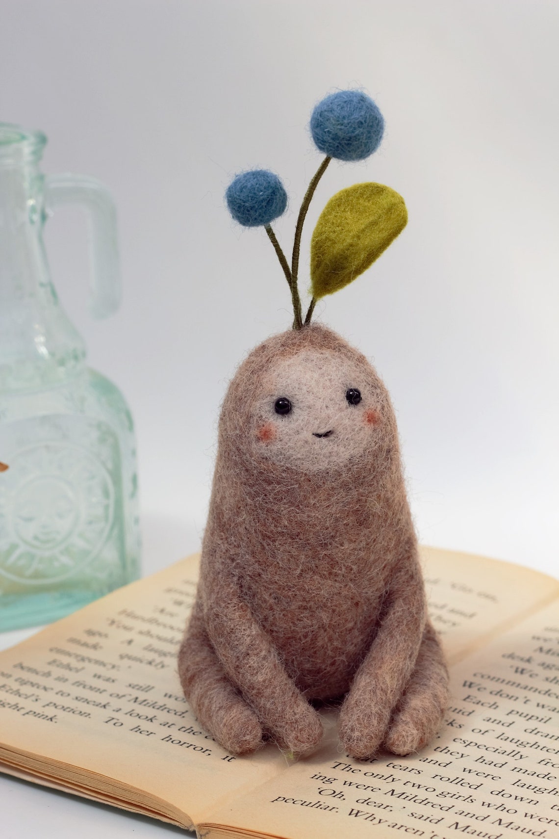 Needle Felted Plants Felted Plants With Red & Blue Berries - Etsy