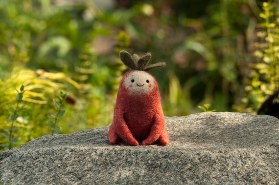 Needle Felted Smiling Plant Creatures ~ Little Fairy-tale Berry