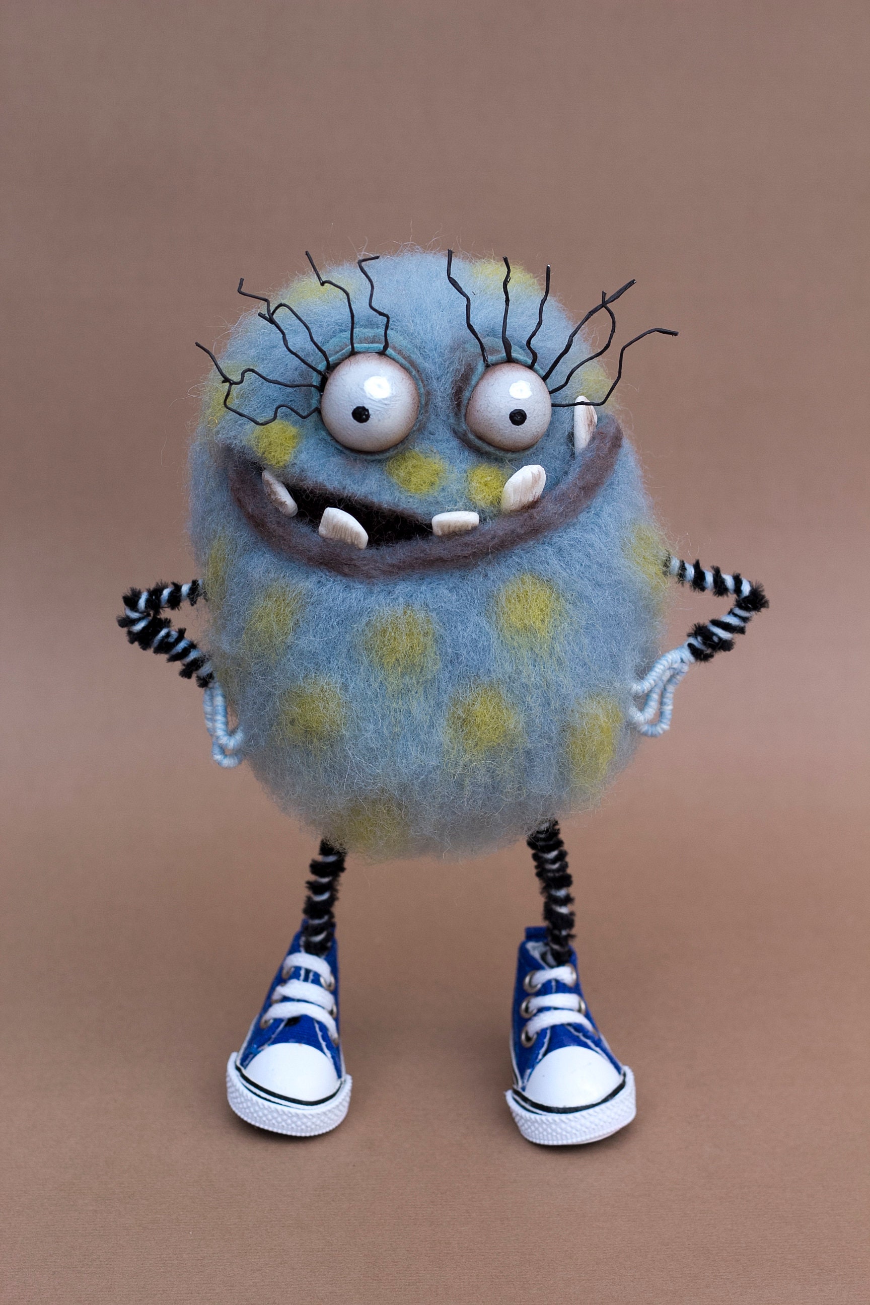 Needle Felted Monster With Big Eyes ~ Soft Sculpture of Funny