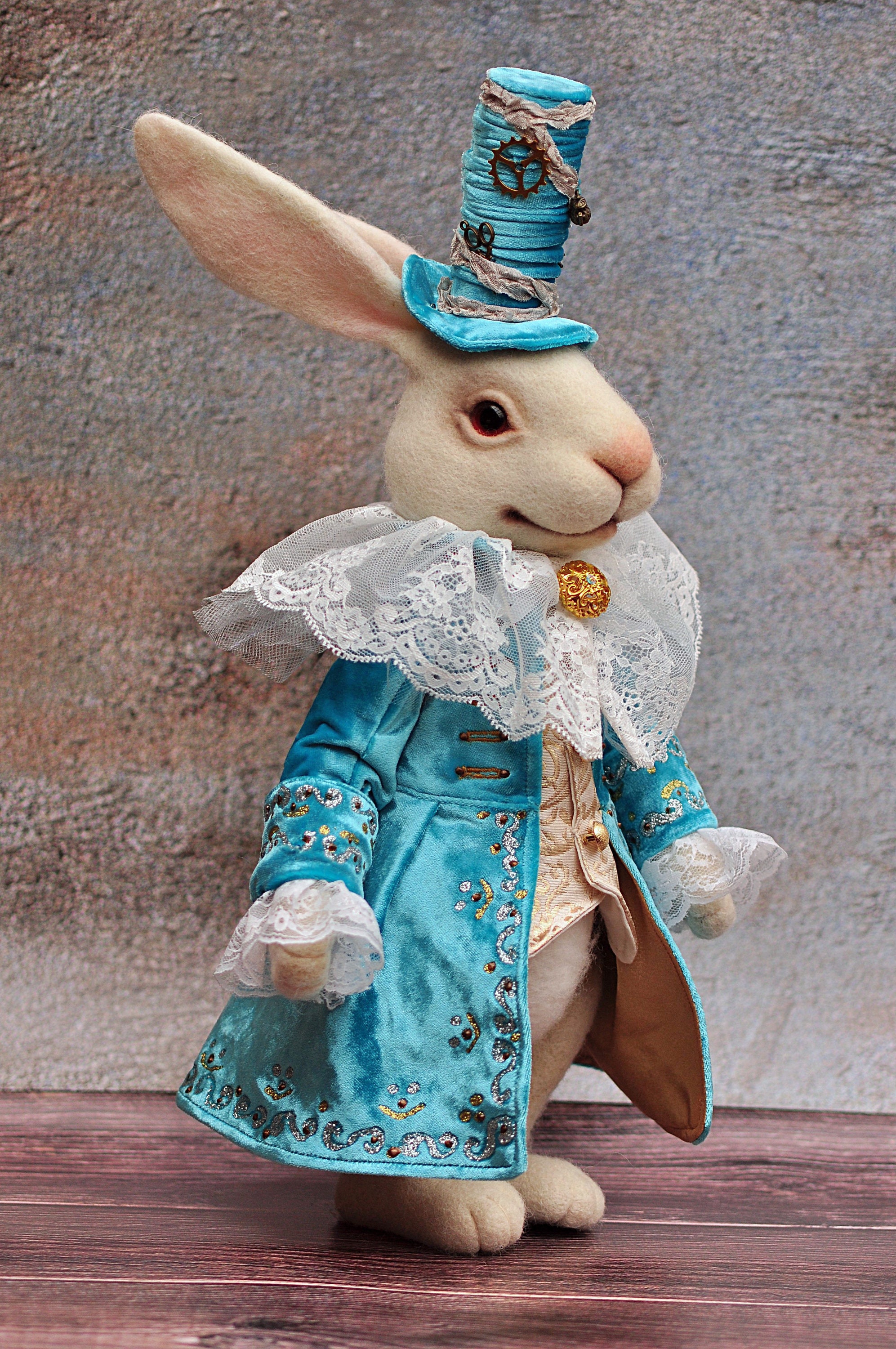 Weißes Kaninchen/OOAK weißes Kaninchen/Filz Kaninchen Art  Doll/Nadelgefilzte Kaninchen/Weiße Kaninchen Ornament/Baby-Dusche-Geschenk/Kinderzimmer  Dekor/Kaninchen Puppe - .de