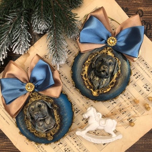 Christmas tree medallions Labrador & Golden Retriever medallions Vintage looking Christmas ornaments X-mas and New Year gift for dog lovers