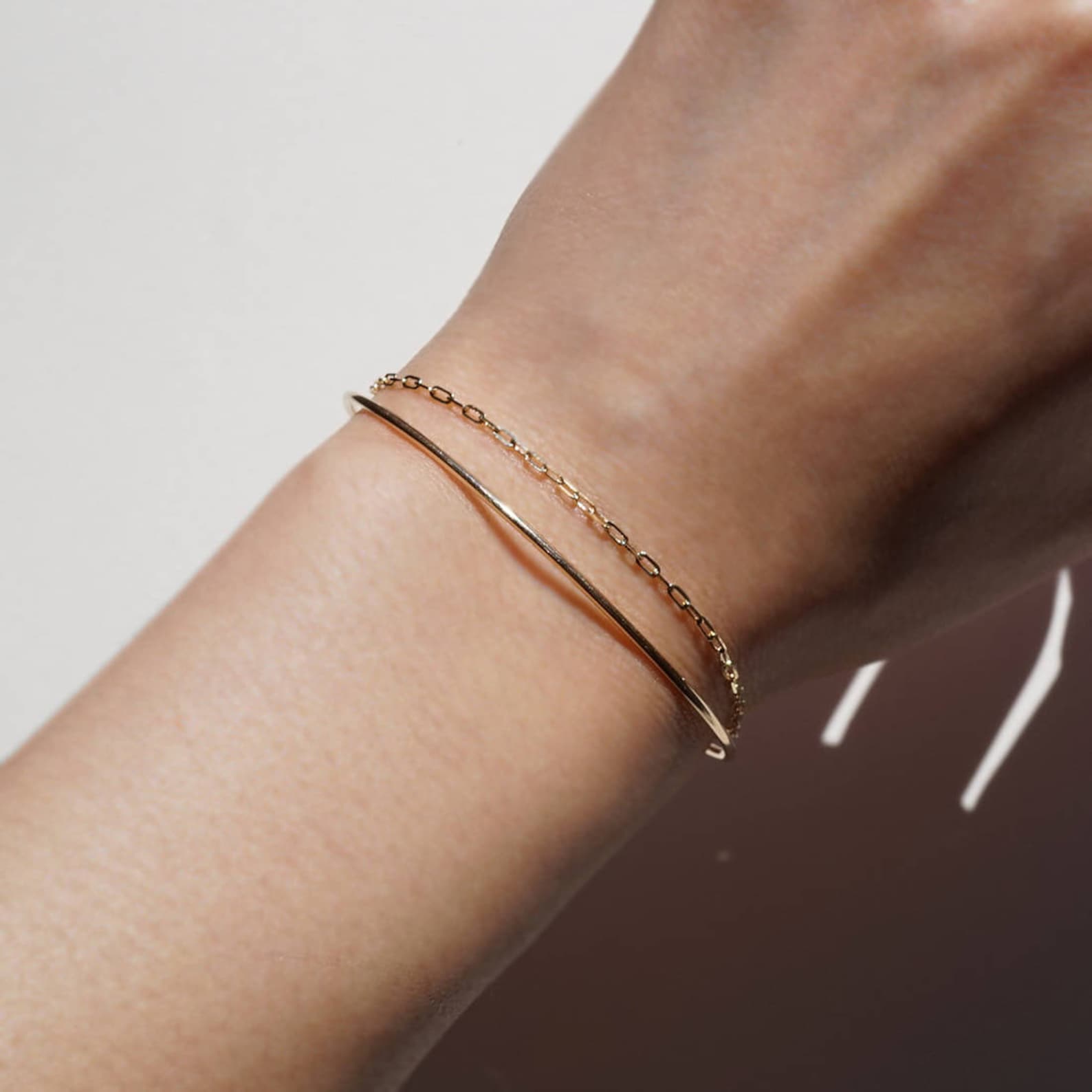 Gold Double Layer Bracelets Gold Bracelets Layered Etsy