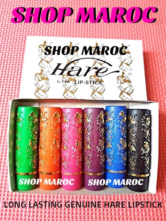 Moroccan Box Of 6 Genuine Hare Magic Colour Changing Turns Different Shades Pink Lipstick Stain Balm Waterproof Matte Gloss Green