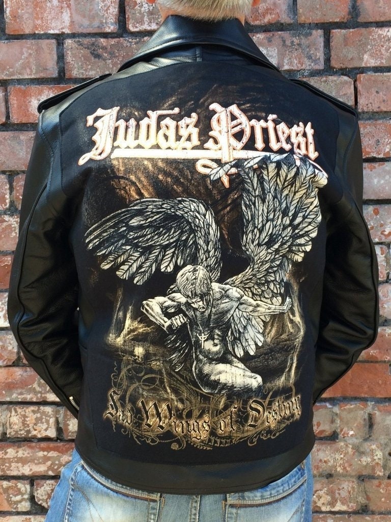 Judas Priest 自作ロゴ入り、レザーライダースシングルジャケット Judas Priest 自作ロゴ入り、レザーライダースシングルジャケット