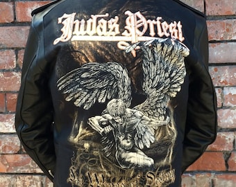 Judas Priest 自作ロゴ入り、レザーライダースシングルジャケット PHANTOM(ファントム)レザー シングル ライダースジャケット