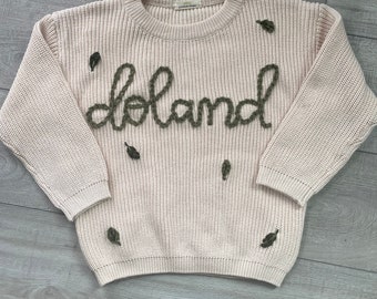 Chunky Sweater Boy Name — Hand Embroidered