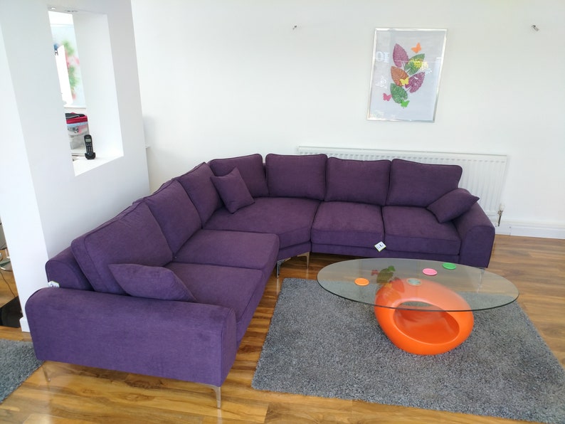 New Hand Made Large Fabric Corner Sofa Available In 6 Colours Etsy