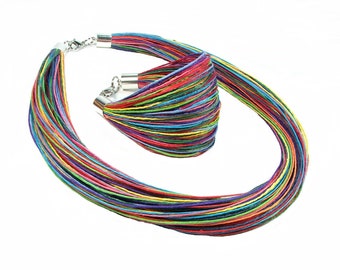 Hawaiian rainbow linen jewelry in stainless steel, waxed linen threads, you are my sunshine, gift for wonder women, set made with love