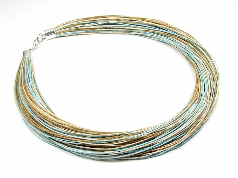 Pasque Natural colorful linen jewelry set vegan organic jewelry for women rainbow linen threads for linen clothing textile necklace