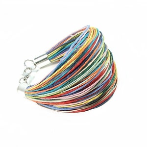 Regenbogen sonnigen Sommer Leinen Schmuck in Edelstahl, Leinenfäden, beste Freund Schmuck, minimalistischen Schmuck Geschenk für Frauen Bild 4