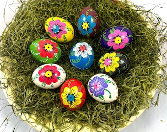 Small wooden eggs -Pysanky- Flower Easter eggs-Wooden eggs with flowers -Wooden eggs with flower -Uovo di Legno-Wooden eggs-Hand-painted eggs