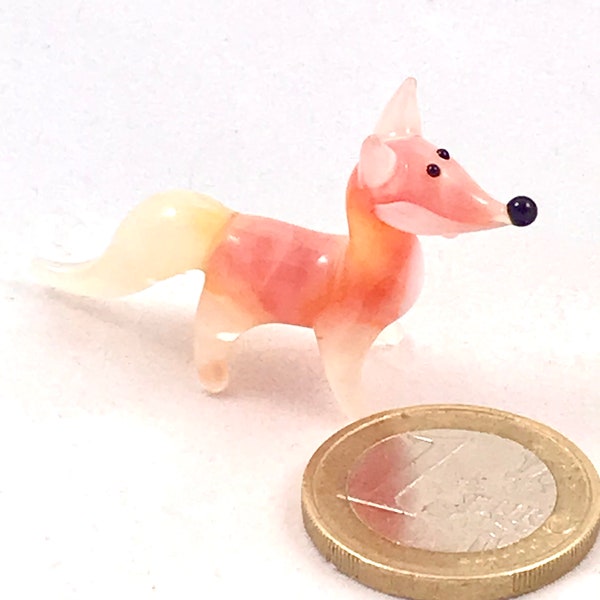 Fox Mini 4 - Glass Figure - Miniature Fox - Fox made of glass - Mystic Orange Glass - Glass Figures - Mini Fox Glass Animal