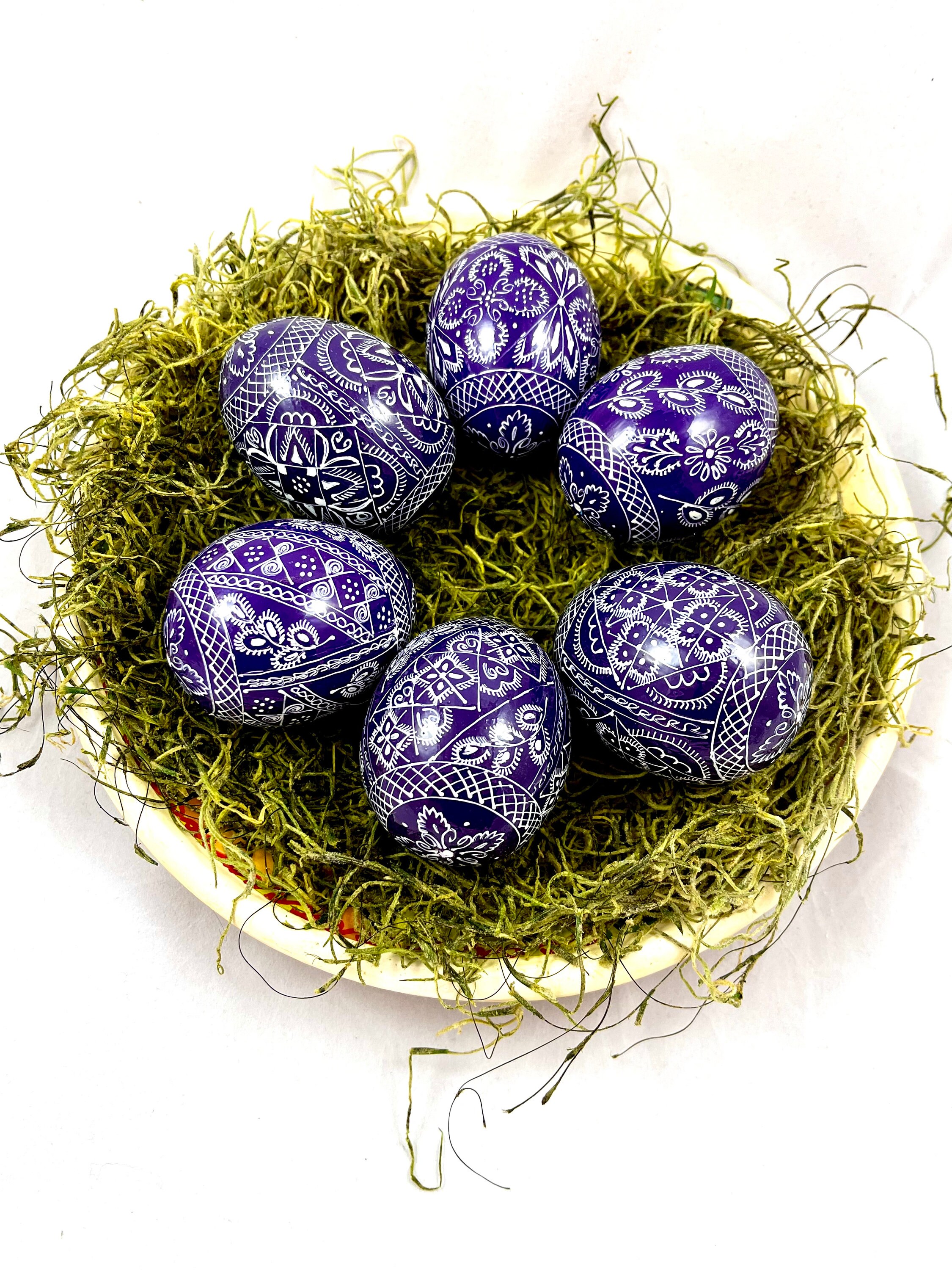 6 Wooden Eggs -pysanky- Easter Egg -wooden Eggs-color -purple
