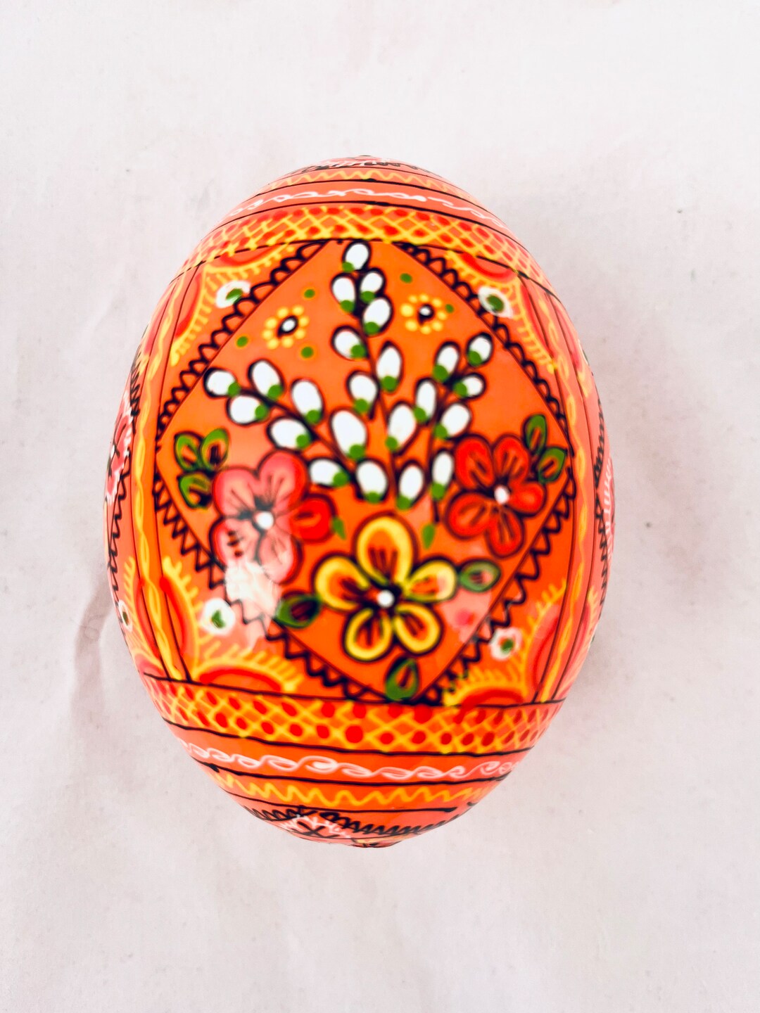 Wooden Egg Large Orange Big Wooden Egg Orange Pysanky Pysanka Easter ...