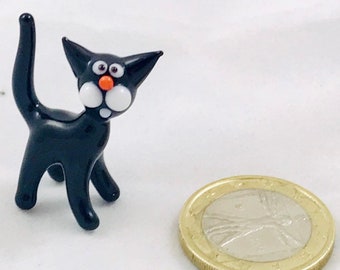 Katze schwarz mini- Glasfigur- Glasfiguren-Glastiere